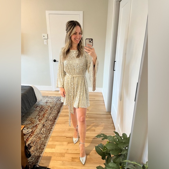 Jay Godfrey champagne sequin mini dress size 4 - Picture 5 of 5